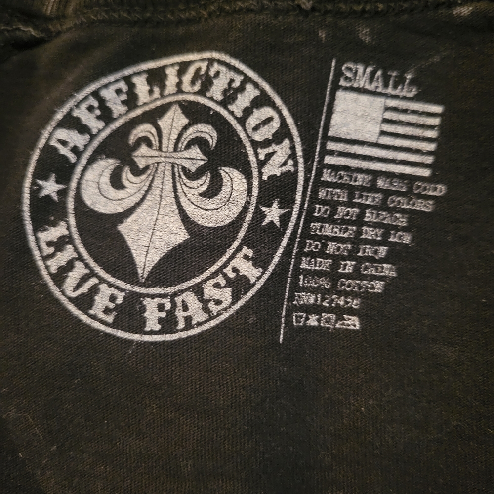 Affliction Black and Silver Graphic Fringe Tee - Picture 3 of 3